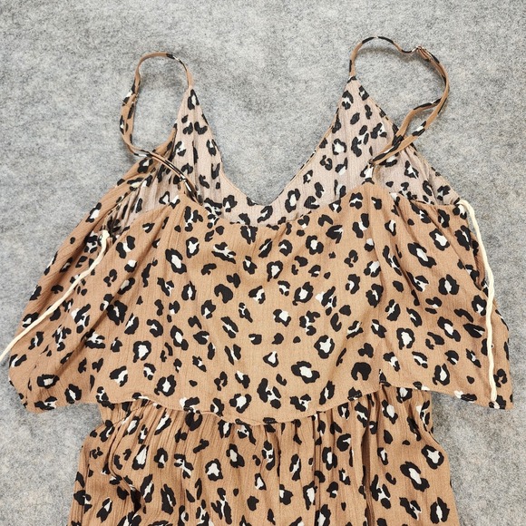 Mustard Seed Jumpsuit Women Small Allover Leopard Print Wide Leg V Neck Elastic - Picture 13 of 15